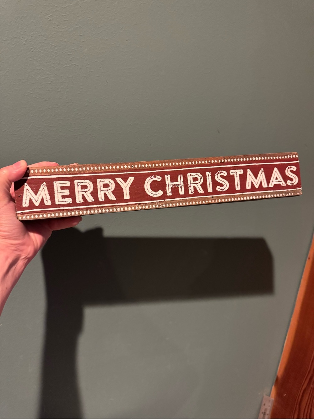 Quill to Paper “Merry Christmas” Rustic Red Wood Block Holiday Sign 14.75” long